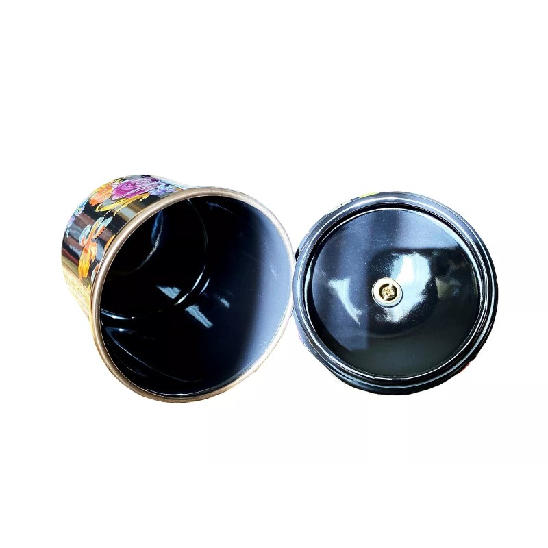 MacKenzie Black Flower Market Mini Canister Brand New
