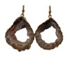 Agate Earrings, Stone Geode Slice w/Center Druzy Crystals, 1"-2" Dangle