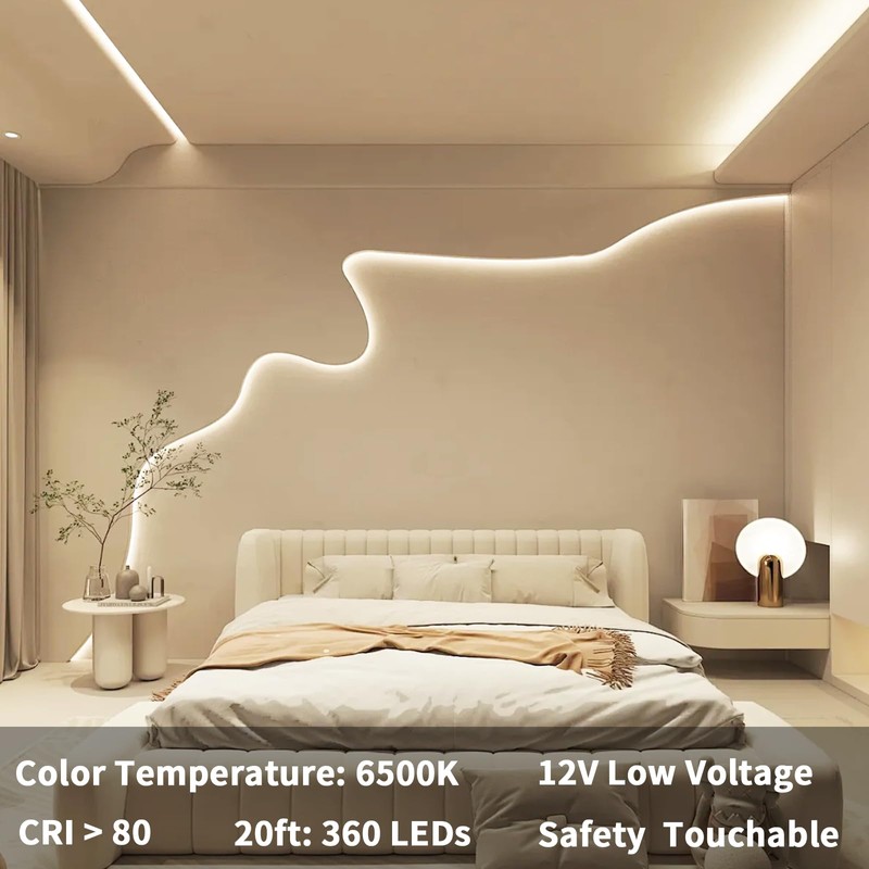 MATAHARAGA Dimmable LED Strip Lights with Knob Dimmer, 20ft 6500K