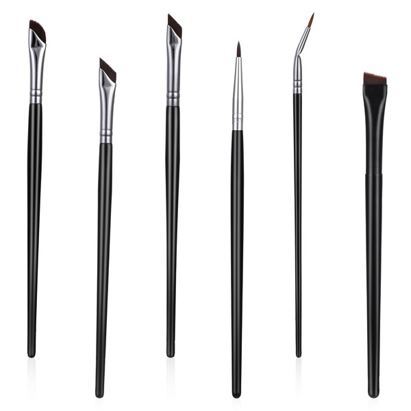 6Pcs Eyeliner Brush Set, Ultra Thin Slanted Flat Angle Eyebrow