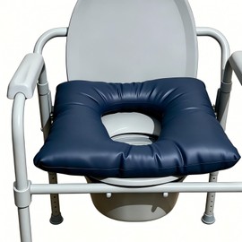 Bedside Commode Cushion, Soft Toilet Seat Cushion for Seniors，Washable Commode Seat Cushion with Fixing Straps 16.5" X 16.5"，Portable Padded Toilet seat Cushion for Elderly Adults (Blue)
