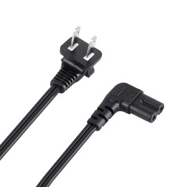 VSEER 1.5FT SPT-2 18 AWG Angled 2-Slot Non-Polarized Angle Figure 8 Power Cord (IEC320 C7 to Nema 1-15P), Black (1.5FT)