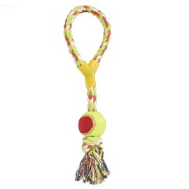 Fancy Pets Juguete con Aro Pelota de Tenis y Nudo de Cuerda para Perro Mide 40 Centímetros