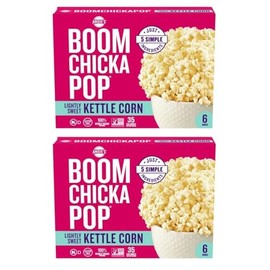 Angie's Boom Chicka Pop Microwave Lightly Sweet Kettle Corn Popcorn Classic Bags (2 Pack)