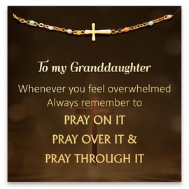 STORYJEWELLERY Cross Bracelet for Granddaughter, Granddaughter Bracelet from Grandma, Granddaughter Gifts from Grandma, Birthday Gifts for Granddaughter, Christmas Gifts for Granddaughter(Brass)