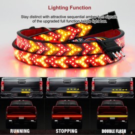 EMIHO Fishbone Tailgate Light Bar 60 Inch 528 LED Light Strip Brake Running Sequential Turn Signal Strip Strobe with 4-Pin Flat Connector for Truck Pickup Trailer SUV RV VAN Jeep Car