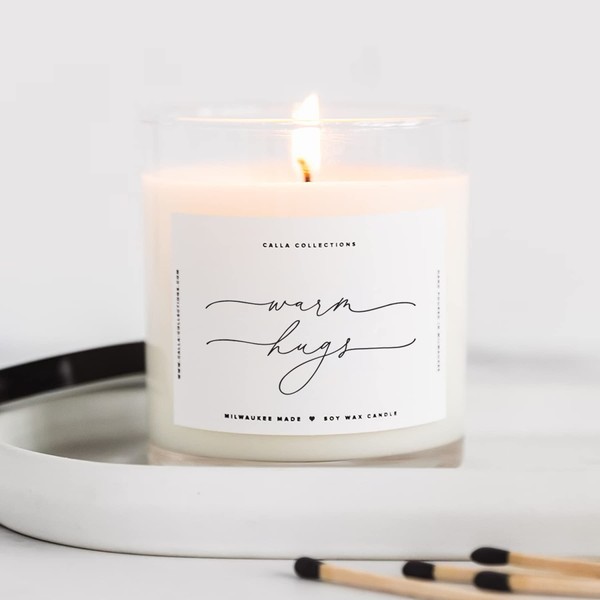 ThreeKin Warm Hugs Scented Candles for Home, Natural Soy Wax,