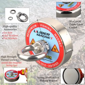 ULIBERMAGNET Fishing Magnet Kit,400LBS Strong Neodymium Magnet Fishing with 20M Nylon Rope & Non-Slip Gloves,Large Strong Neodymium N52 Magnets Recycling Salvage Treasure Hunt in River, Lake