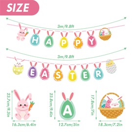 SEDEX Easter Party Decorations, Happy Easter Banner Hanging Paper Fan Honeycomb Balls Colour Easter Eggs Hanging Paper Ornaments for Easter Tree Party Decors