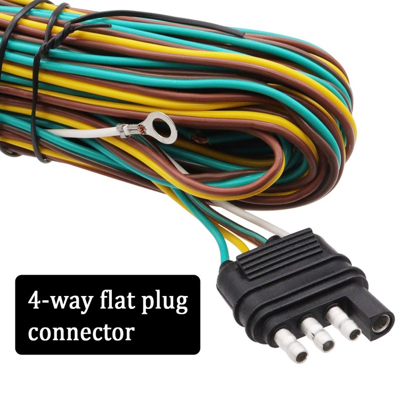 Seamaka 25ft 4 Wire 4-Flat Trailer Light Wiring Harness Extension