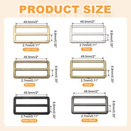 sourcing map 8pcs Flat Metal Slide Buckle, 1" Zinc Alloy Adjustable Buckles, Webbing Strap Fastener Tri Glide Adjuster Slider for Bags Backpack Purse Belts, Silver