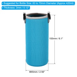 PATIKIL 65mmx155mm Water Bottle Sling Bag, 2 Pack Neoprene Portable Insulated Bottle Holder Carrier with Adjustable Shoulder Strap, Blue
