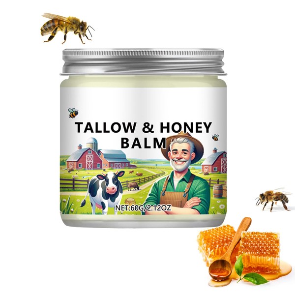 Tallow and Honey Balm,Beef Tallow for Skin, All-Natural Tallow Moisturizer,