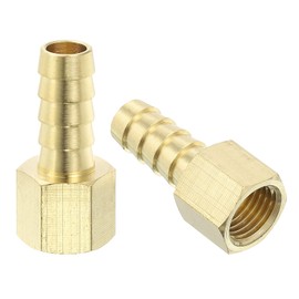 sourcing map 2 Pcs Brass Hose Barb Fittings, 3/8" Barb x 1/4" NPT Female Brass Barb Pipe Fittings Adapter for Connect Pipes Mechanical Devices Plumbing Equipment