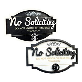 No Soliciting Sign for House, 2 PCS Small Funny No Soliciting Sign for Front Door, No Solicitors Signs for Home Office, Please Do Not Knock Or Ring Doorbell