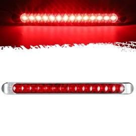 Partsam 17 Inch Led Trailer Sequential Turn Left Right Signal Light Bar 14 LED 2835SMD Red with Chrome Housing Screws High Low Brightness Running Brake Stop Turn Tail Light 10V-30V IP67 Waterproof