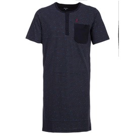 Henry Terre Men's Short-Sleeved Nightdress with Cross Chest Pocket Button Placket Size M-3XL, navy
