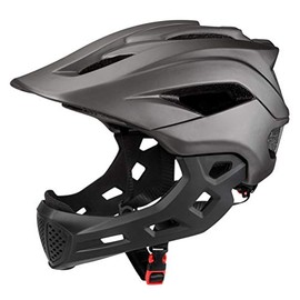 Kids Bike Helmet, Kids Skateboard Helmet,2-in-1 Kids Full Face Bike Helmet for Children MTB BMX Dirtbike Skateboard with Detachable Chin Guard(gray)