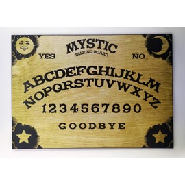 Hand Finished A4 Sized Wooden Mystic Oracle Talking Board Set Complete with Sun, Moon & Stars Planchette, Classic Ouija Style Board Game