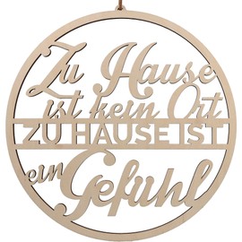 Spruchreif Premium quality 100% emotional, decorative loop, wooden decorative hanger, home is no place, wall decoration, door wreath, hoop, gift