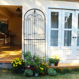 SCENDOR Garden Trellis for Climbing Plants 86.6" H x 29.5" W Tall Garden Trellis Wrought Iron Heavy Scroll Metal Decoration Lawn Patio for Rose Clematis Ivy Weather Resistant