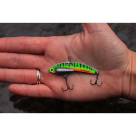 SteelShad - Heavy Series (1/2 oz) Perch/Firetiger - Bass Fishing Lures - Lipless Crankbait for Freshwater Fishing - Perfect for Smallmouth & Largemouth Bass, Walleye, Pike & Trout