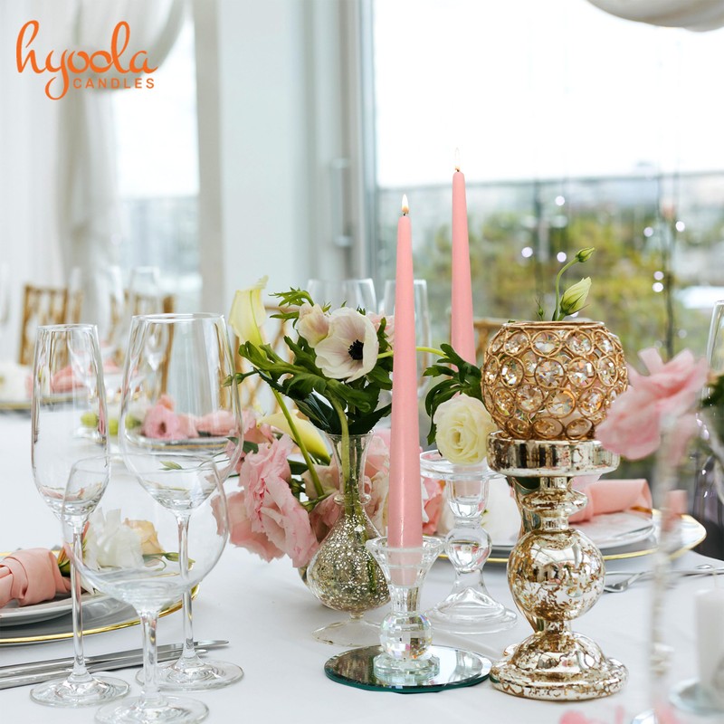 Hyoola Tall Taper Candles - 10 Inch Rose Pink Unscented