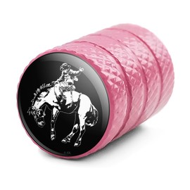 Bucking Bronco Illustration Valve Stem Caps for Tire Rim Wheel Aluminum - Pink