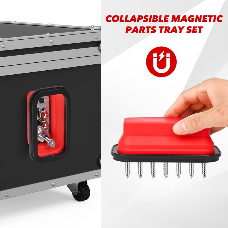 TOOLEAGUE 17" Rolling Magnetic Sweeper with Wheels,Telescoping Adjustable Handle,10Lb Capacity