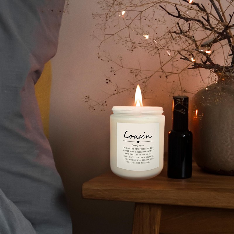 Mancheng-zi Cousin Gifts for Women Jar Candles, Lavender Scent, White