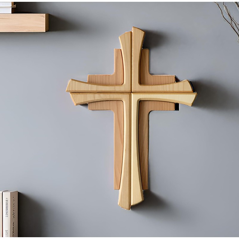 Kaltner Präsente Geschenkidee - Wandkreuz Echtes Holz Buche und Ahorn