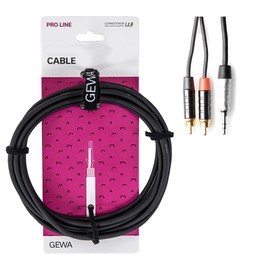 GEWA Y Cable Pro Line, 1.5 m, Black, REAN Plug, 3.5 mm Stereo Jack - 2x RCA 190792