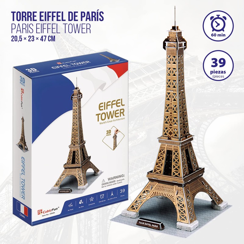 Party town C044H Eiffel Tower Adult and 3D Puzzle Blue