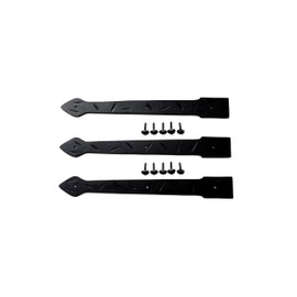 The Rustic Express - Screw Mounted Iron Straps - 18 x 2" x 3" - Pack of 3 - Decorative Straps for Fiberglass, Metal, Wooden Doors and Garage Doors (Black)