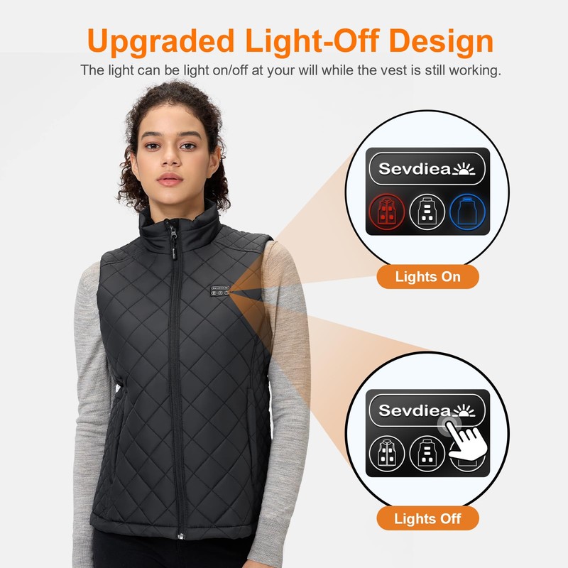 Sevdiea Women's Quilted Heated Vest with Battery Pack 16000mAh 7.4V,