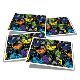 Vinyl Rectangle Stickers (Set of 4) 10cm - Gamer Gaming Console Controllers for Laptops, Tablets, Luggage, Scrap Booking, Fridges #170253