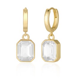 MESOVOR Crystal Earrings Hanging Gold Hoop Earrings, 14 Carat Gold-Plated Pendant Earrings for Women's Wedding Party, Gold-plated