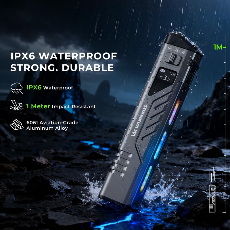 Wurkkos TD11 LED Flashlight, Tactical, 3,000 Lumens, Ultra Thin, Compact