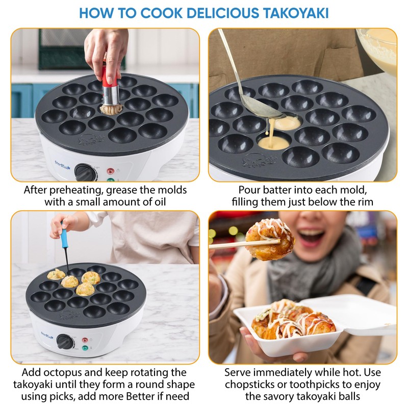 Takoyaki Maker Machine by StarBlue with FREE Takoyaki Picks -
