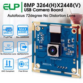 ELP Cámara USB de 8 MP de enfoque automático 4K PC módulo de cámara para computadora y Raspberry Pi Mini UVC USB2.0 placa de cámara web IMX179 cámara industrial de combustión de luz CCTV de baja distorsión para portátil