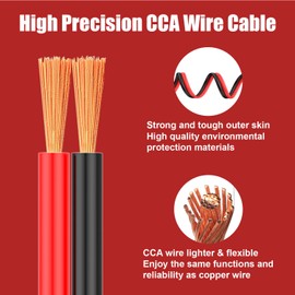 AIMIXUN 14 Gauge Electrical Wire 100FT, 14 AWG Wire 2 Pin Flexible Wire Red and Black Cable 12V Aluminum Copper Wire PVC 2 Conductors Red Black Parallel Wire Line DC Cable Low Voltage Wire 12V/24V