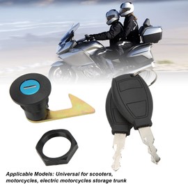 Akozon Cerradura para Maletero de Motocicleta, Negro, Aluminio y Plástico, Universal para Scooters, Motocicletas y Almacenamiento de Bicicletas Eléctricas