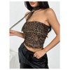 MakeMeChic Women's Strapless Leopard Mesh Tube Top Sleeveless Ruched Bandeau