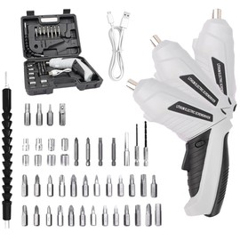 Destornillador Inalámbrico 3.6V, Juego de Atornillador Eléctrico Recargable con 47 accesorios y luz LED, Mango se Puede Girar (90°-180°) Destornillador Portátil Para Hogar, Bricolaje, Decoración