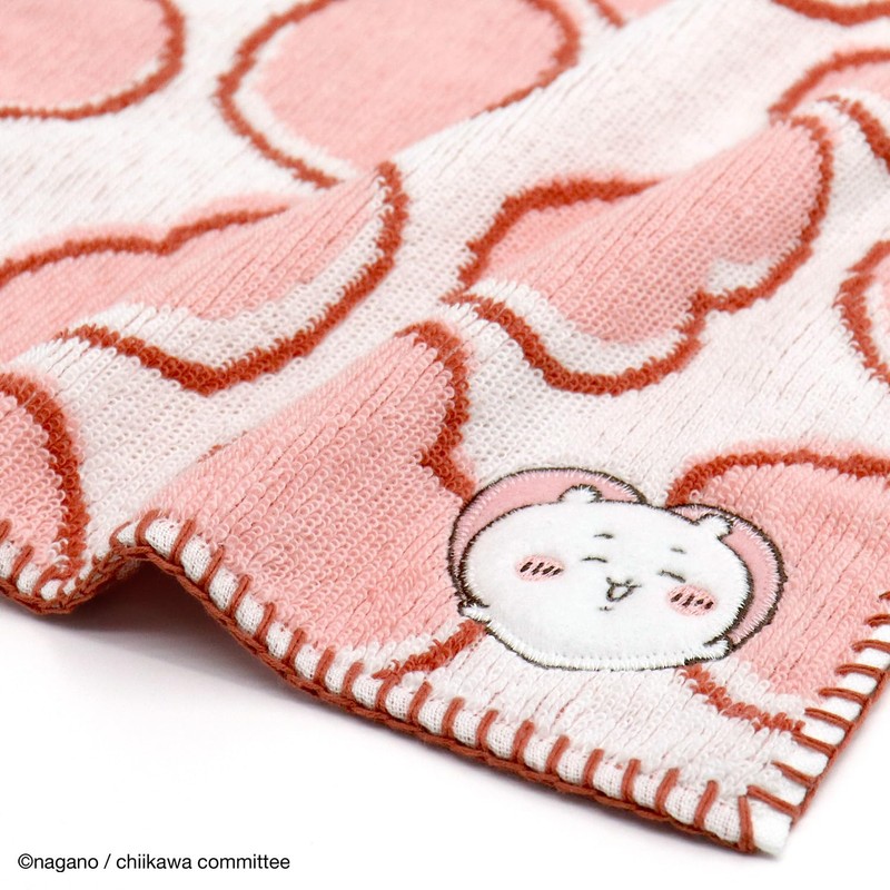 Chiikawa Heart Towel Handkerchief, Pink, Pile 41-1170080, Approx. 9.8 x