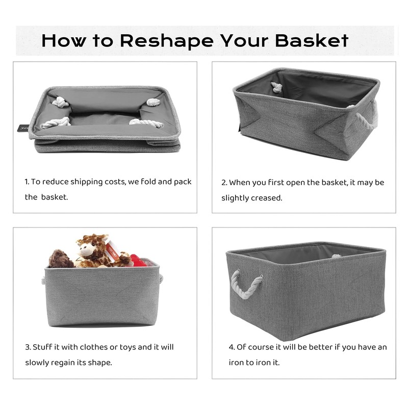 Mangata Foldable Storage Boxes, Large Fabric Baskets, Pack of 3