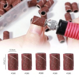 180 Grit Sanding Bands Nail Drill with Mandrel Bits RUIFUNETEK 100 Pcs 180# Nail Drill Bits Sanding Bands, Nail Drill Bits Accessories for Nails Arts, Manicure, Cuticle