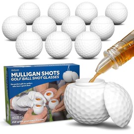GoSports Mulligan Shots Golf Ball Shot Glasses with Lids - 12 Pack - Funny Golf Gifts for Men