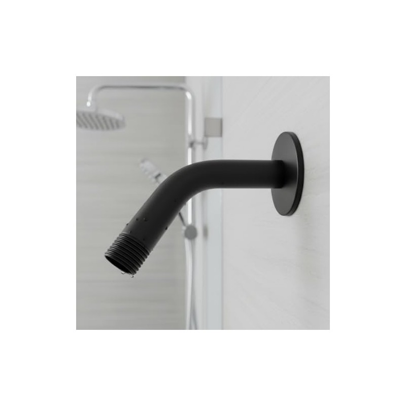 Brazo Y Chapeton Para Regadera 15cm Acero Inox Negro Rugo