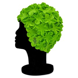 Blue Reef Isla Floral Ladies Classic Retro 3D Flower Petal Plain One Colour Stylish Vintage Swimming Hat Swim Cap One Size Adults (Emerald Green)